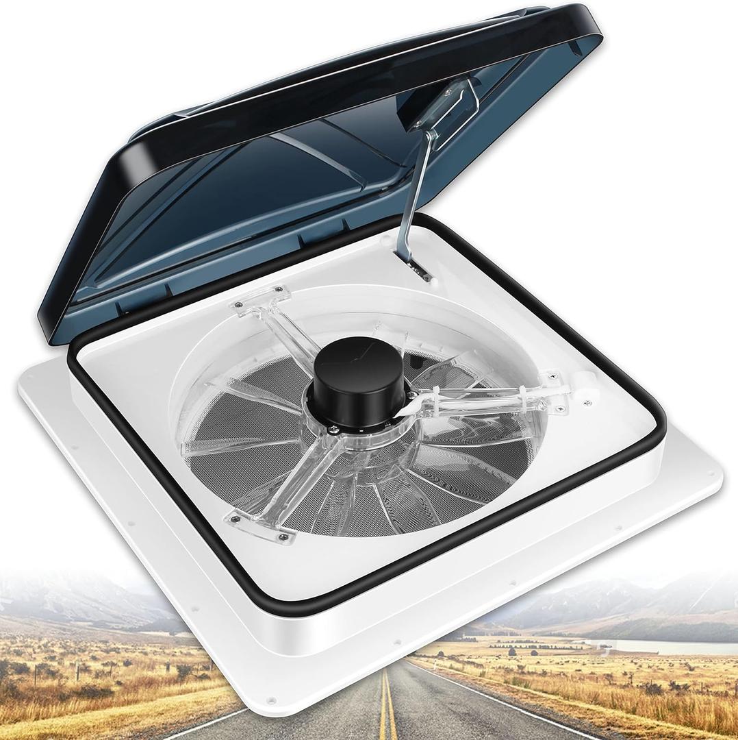 RV Roof Vent Fan 6-Speed-Reversible (Smoked)