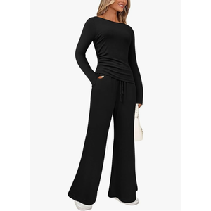BeautyNee Women's 2 Piece Loungewear Long Sleeve Crop Top Wide Leg Pants Set Tracksuits Casual Outfit Sweatsuit, Black, Medium BeautyNee Women's 2 Piece Loungewear Long Sleeve Crop Top Wide Leg Pants Set Tracksuits Casual Outfit Sweatsuit, Black, Medium