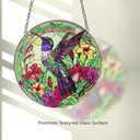 Hummingbird Stained Glass Decor for Women, Bird Lovers Suncatcher. Green Birds Art Walldecor.
