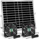 Solar Powered Fan, Solar Fan for Shed, Chicken Coop, Greenhouse, Outside with Two IPX7 Waterproof 5In Fans 13Ft On/Off Switch Cable Exhaust Intake Mounting Way and Installation Kits