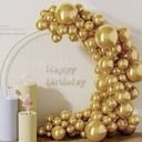 DECOCKRAT Metallic Gold Latex Balloons Kit - 110PCS Party Balloons, 12'' Helium Balloon Set with Ribbon, Perfect for DIY, Birthday, Baby Shower, Wedding, Anniversary & Holiday Decoration, Pack of 5