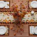 2 x XCHI Fall Cross Pumpkin Maple Leaves Plaid Table Runner Table Decoration for Kitchen Dining Dinner Thanksgiving Autumn Home Decor 13x48 Inch (Orange and Black)