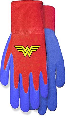 MidWest Gloves & Gear DCW100TH8 Wonder Woman Garden Toddler Gripper Gloves, Red Knit Liner/Blue Coating