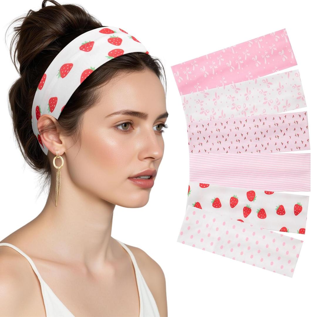 AWAYTR 6Pcs Wide Headbands for Women Non Slip Soft Elastic Hair Bands for Women's Hair for Workout Sports