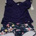 Beachsissi Women's Cute Floral Print Swimsuits V Neck Tummy Control Tankini Set, Size S