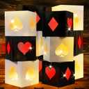 6 Set Casino Favor Boxes with String Light 11.8 x 11.8 x 11.8 Inch Casino Theme Party Decorations Large Casino Birthday Party Balloon Boxes for Game Night Las Vegas Party Decor
