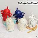 Canister With Attitude,Large Capacity Cute Sassy Tea Pot Storage with Airtight Lid Fun Food Jar Stylish Teapot Large Ceramics Lid, Creative for Coffee, Tea, Sugar, and Spices,With Spoon (Cyan)