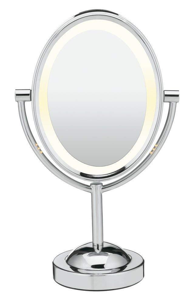 Conair Lighted Makeup Mirror, LED Vanity Mirror, 1X/7X Magnifying Mirror, Double Sided, Corded in Polished Chrome (4.8"L x 8.2"W) Conair Lighted Makeup Mirror, LED Vanity Mirror, 1X/7X Magnifying Mirror, Double Sided, Corded in Polished Chrome (4.8"L x 8.2"W)