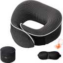 Travel Pillow,Travel Neck Pillows for Airplanes,Memory Foam 360 Degree Support Pillows Comes with Eye Masks,Earplugs,Ideal Accessory for Sleeping Traveling,Offices and Cars (Black)
