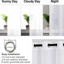 Hiasan White Sheer Curtains with Tiebacks for Bedroom, Grommet Light Filtering Semi Transparent Voile Drapes Grommet Window Curtains for Living Room, W42 x L54, Set of 2 Panels