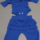 Aalizzwell Preemie Newborn Infant Baby Girls Clothes Ribbed Bodysuit Pants Set Fall Winter Outfits (Royal Blue)