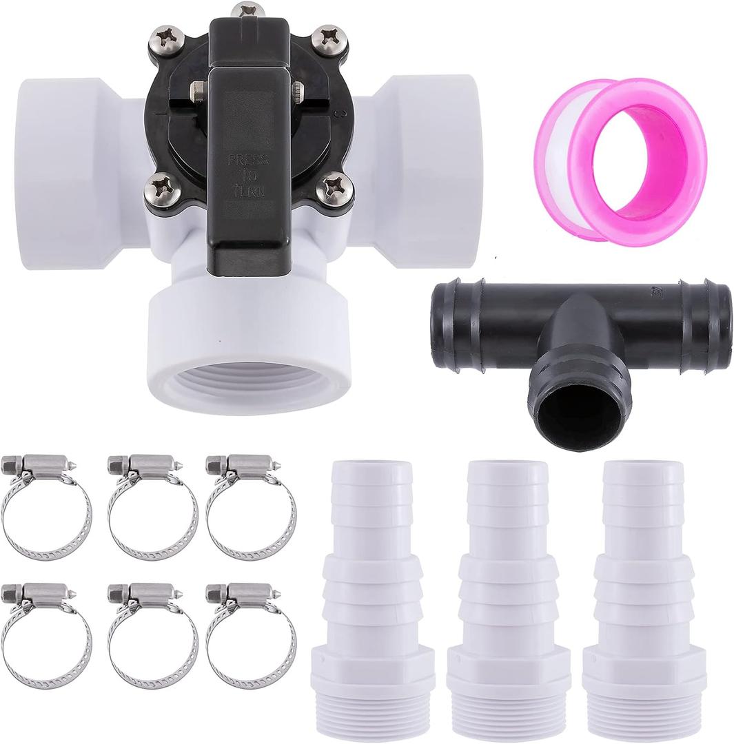 3 Way Diverter Water Valve Abplag1 1/2" Female Universal Combo Hose Adapter with Hose Clamps for Garden Pool Diverter to 1.25" or 1.5" Diameter Hose 3 Way Valve.