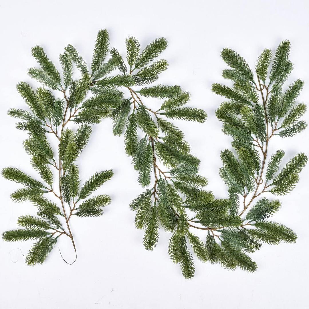 DearHouse 6Ft Artificial Christmas Pine Garland Winter Greenery Garland for Holiday Season Mantel Fireplace Table Runner Centerpiece Dcor (Dark Green)