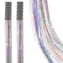 19.7 Inch Hair Tinsel Fairy Hair Tinsel Kit Colorful Glitter Clip In Hair Extensions For Women Girls Kids(Eight-Color)