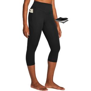 IUGA Capri Leggings for Women Tummy Control Compression Leggings Workout High Waist Athletic Yoga Pants with Pockets (Black)