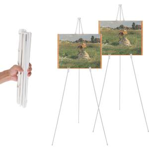 2 Pack White Easel Stand for Display Wedding Sign & Poster,63 Inches Tall Adjustable Art Easel for Display Holder- with Bag Collapsable Portable Poster Easle - Floor Lightweight Metal Easel Tripod