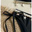 Floerns Women's Halter Bikini Sets Starfish Swimsuit Tie Side Thong Bathing Suit Black Small (S)