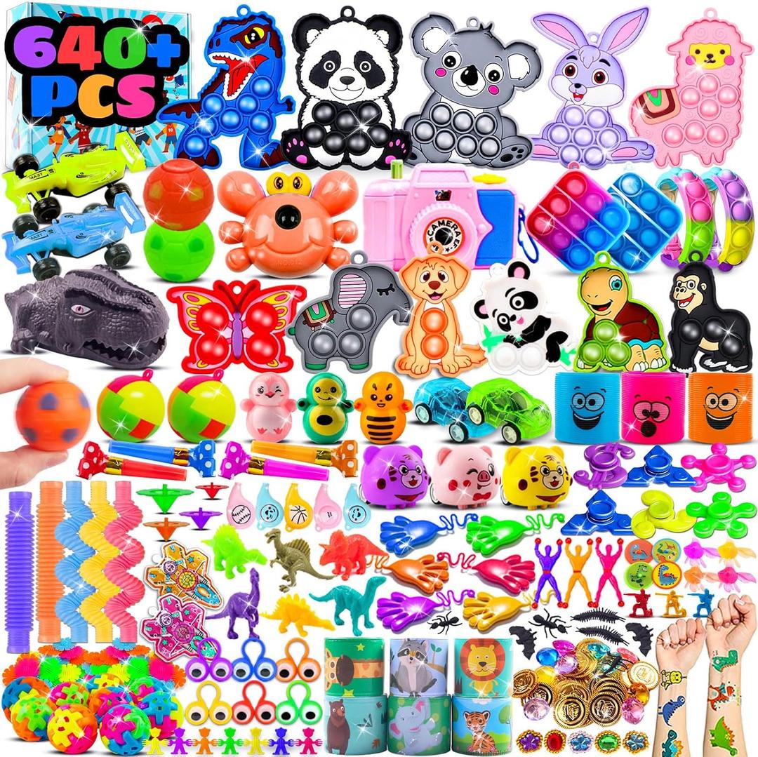 Kiss Monkey Party Favors for Kids 8-12 4-8, 640 PCS Fidget Toys Bulk, Prize Treasure Box Toys for Classroom, Goodie Bags Stuffers for Kids, Birthday Gifts, Carnival Prize, Pinata Stuffers