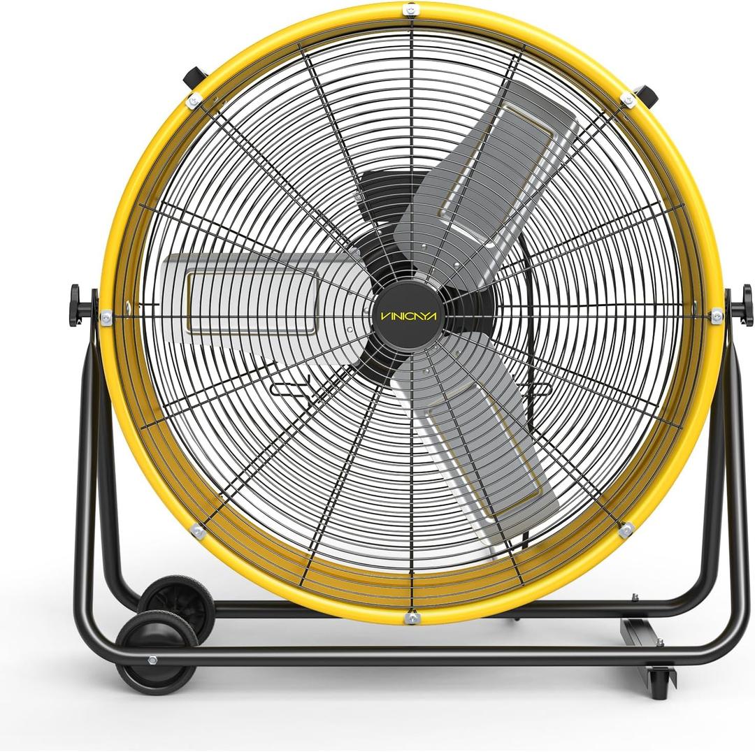 24 Inch High Velocity Floor Fan, 3-Speed Industrial Shop Fan, High Velocity Heavy Duty Metal Fan for Workshop, Garage,Warehouse,Factory