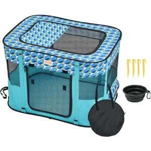 VEVOR Foldable Portable Pet Playpen, 32x24x22 in Dog Cat Pen + Free Carrying Case + Bowl, Indoor/Outdoor Dogs Crates Kennel for Puppies with Premium Waterproof 600D Oxford Cloth, Removable Zipper Top