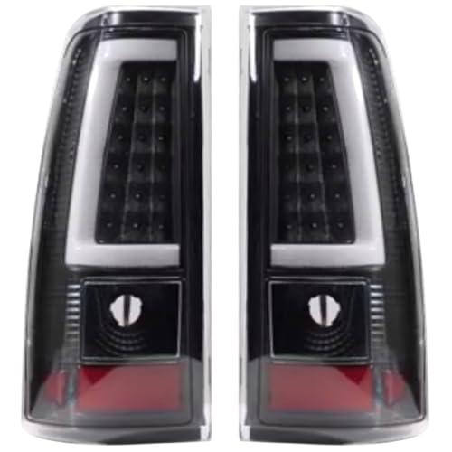 Tail Light Assembly Compatible With 2003-2006 Chevy Silverado 1500 2500 3500 Driver and Passenger Side Smoke Black LED Rear Brake Lamps With Bulb Inside And Wiring Harness