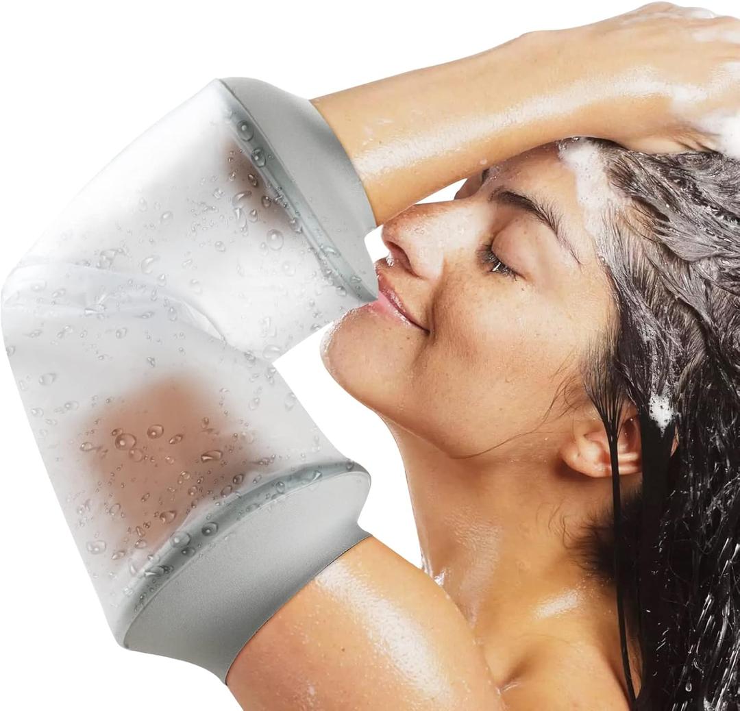 PICC Line Shower Cover, PICC Line Covers for Upper Arm Waterproof IV & PICC Line Sleeve Protector, Waterproof Cast Cover for Elbow Adult Shower Sleeve for PICC Line, Reusable (Small)