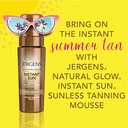 Jergens Natural Glow Instant Sun Body Mousse, Self Tanner for Light Bronze Tan, Sunless Tanning Body Bronzer for Natural Looking Color Instantly, 6 Oz