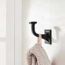 TUNNY 5 Pack Coat Hooks - Matte Black Robe Hooks Decorative Wall Hooks for Bathroom Bedroom Kitchen Towel Robe Clothes Cabinet Closet Bathroom Hardware