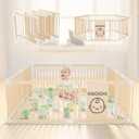 Baby Playpen for Toddler and Babies Foldable Wooden Baby Gate Large Shape & Size Adjustable Baby Fence Play Area