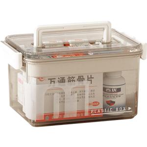 Medicine Storage Box with Handles, Clear Plastic Medicine Storage Organizer & First Aid Box, Multipurpose Medical Supply Organizer with Removable Tray for Home, Office & Travel(Clear)