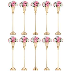 NUPTIO Centerpiece Vase Tall Gold: 10 Pcs 30.5" Wedding Flower Stand for Table Metal Trumpet Vase for Party Decorations