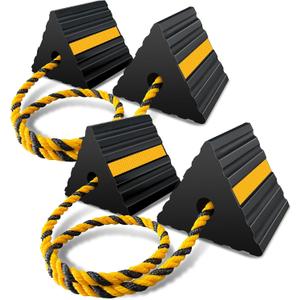 ROBLOCK Rubber Wheel Chocks for RV Trailer Camper Truck Car Aircraft Boat, Versatile Rubber Chocks Block Stopper for Tire with Reflective Strips, Utility RV Accessories, 2pair/4pack