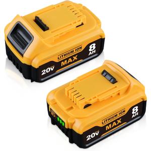DCB200 8.0Ah 2Pack Replacement for DeWalt 20V Max Battery with LED Indicator, Compatible with DeWalt 20V Cordless Power Tools and Charger