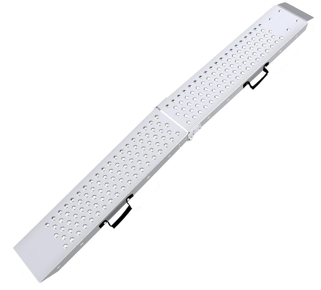 77.7 inches Long and 8.6 inches Wide Heavy Duty Folding Loading Ramp, Motorcycle; Lawn Mower; Snow Plough; Bikes; ATV; UTV; Golf Carts,Circular Hole, Pack of 1