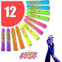12 Pcs Glow in The Dark Body Face Paint Neon Glow in The Black Light UV Fluorescent Crayons Paint Glow Crayons Neon Fluorescent Face Painting Makeup Kit for Birthday Party Halloween Glow Party Makeup