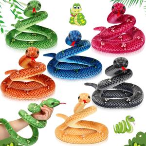 Meooeck 6 Pcs 31.5 Inch Snake Plush Large Snake Stuffed Animal for Stuffed Cobra Plushes Realistic Animals Prank Gifts for Birthday Party Favors Carnival Prank Props