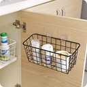 2 Set Adhesive Hanging Wall Basket Inside Cabinet Door Organizer,Wall Storage Basket-No Drilling Adhesive wall Basket for Cupboard Door,Space-Saving Small Hanging Baskets for Wall Mount Storage,Black