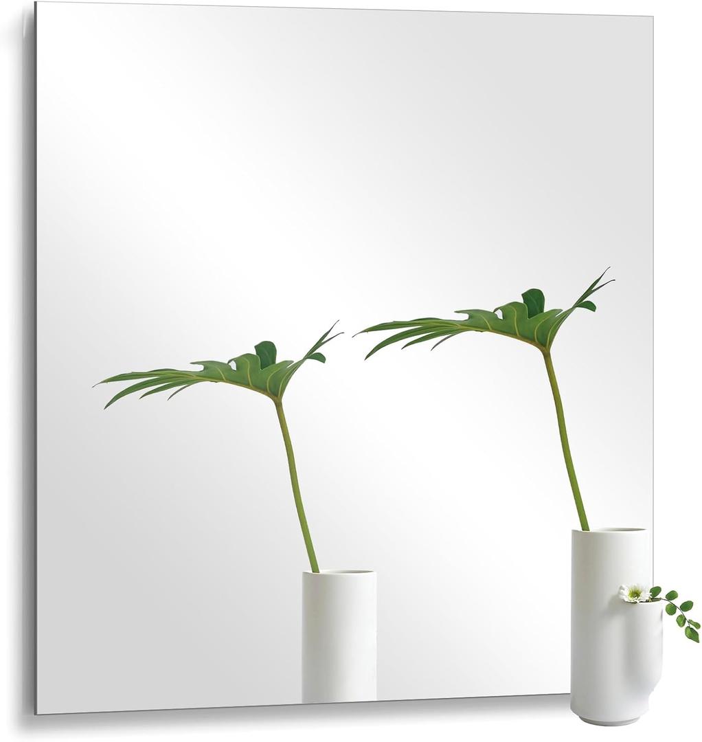 20x20 in Glass Wall Mirror for Bathroom Sink, 1Pcs HD Frameless Decorative Wall Mounted Mirror Tile for Bedroom, Vanity, Living Room, Entryway, Over Sink, Door, Home Gym, Wall Decor