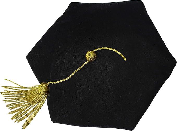 GraduationMall Graduation Doctoral Tam Velvet with Gold Bullion Tassel