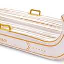 FUNBOY Gold & White Stripe Toboggan  Luxury Inflatable Snow Sled | Retro Holiday Stripe Design | Heavy-Duty Inflatable Winter Sled | Perfect for Snow Days & Holiday Fun