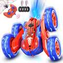 Spider Remote Control Car for Boys, RC Stunt Car with Light Spray, RC Cars Rechargeable Double Sided Driving 360 Flip Rotating Racing, Toys for Kids Age 4-6 6-8 8-12 Birthday Gifts