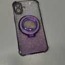 Changjia Glitter Liquid Kickstand Case for iPhone 16 Plus,Cute Luxury Bling Sparkle with Camera Protector Flowing Ring Stand Plating Bumper Shockproof Women Girls Case for iPhone 16 Plus 6.7" (Purple)