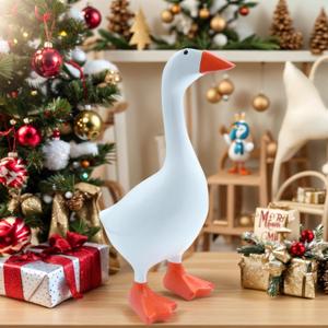 Krazcraft Desktop Goose Statue 7 inch Cute Resin Figurine for Office Desk Decor, Funny Home & Tabletop Decoration, Unique Housewarming Gifts for Women, Valentine's Day Gift Idea,White