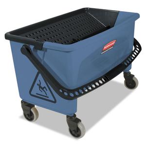 Rubbermaid Commercial Products Finish Mop Bucket with Press Wringer, 26" Blue, for Janitorial/Professional Cleaners and Heavy-Duty Industrial Mopping/Wringing/Cleaning