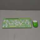 Retro Wireless Keyboard and Mouse Combo, Full-Size USB Keyboard with Round Keycaps, 2.4GHz Wireless for Desktop, Laptop and Computer (Green-Colorful)