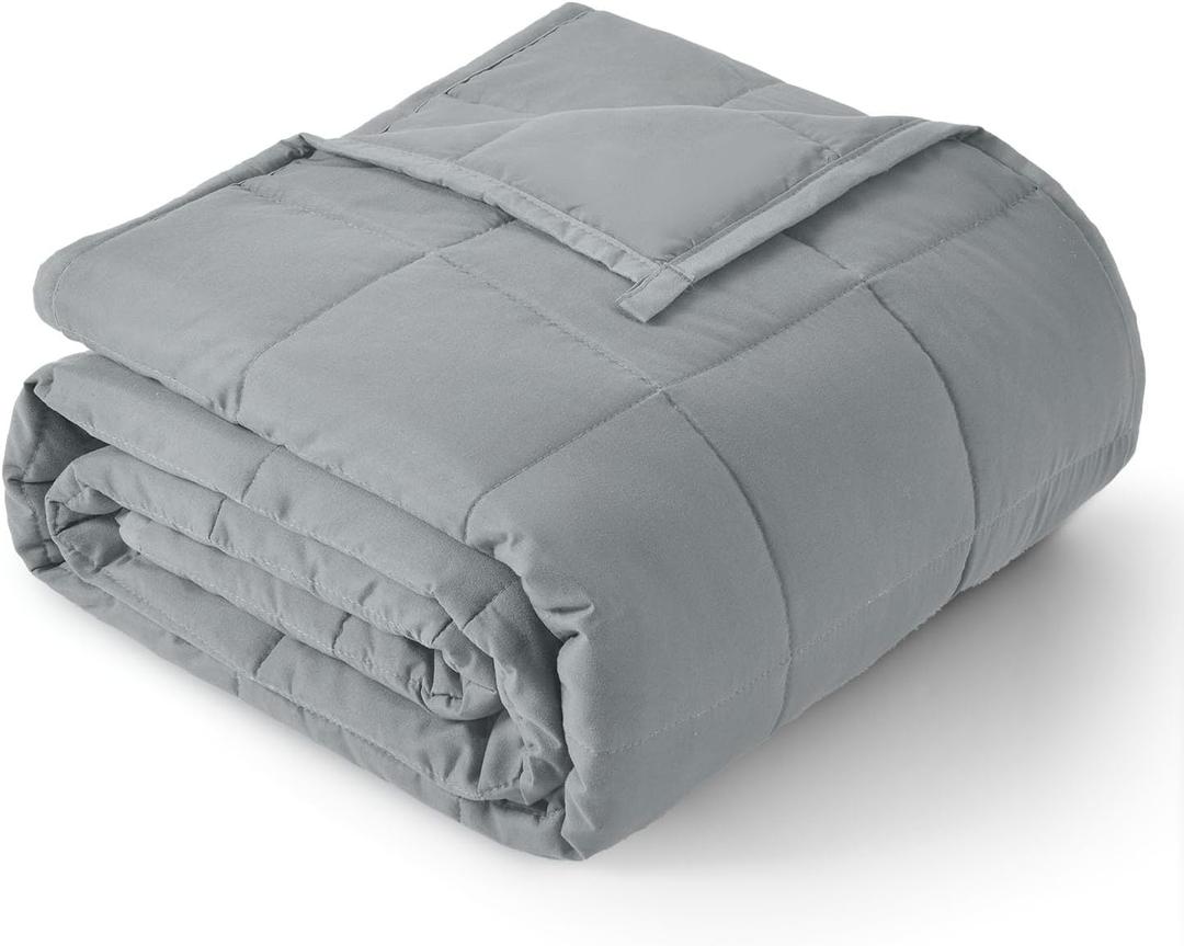 Topblan Weighted Blanket for Adults 12lbs, Soft Cooling Breathable Weighted Throw for Sleeping, Machine Washable Heavy Blanket with Glass Beads for Summer, Sofa Bed, 48"x72" Twin Size, Grey