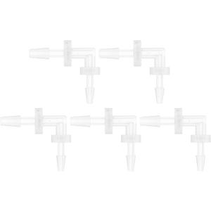 5 Pcs Aquarium Plastic Hose Barb Fitting 1/16" to 3/32" Hose Barb 90 Degree Elbow L Fitting Clear PP