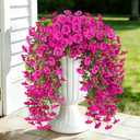 Artificial Hanging Flowers for Outdoors 2PCS, UV Resistant Morning Glory