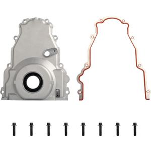 LS Front Timing Cover with w/Crank Gasket and Bolts Set Compatible with LS2 LS3 Gen 4 LSx 4.8L 5.3L 6.0L 6.2L, Cast Aluminum, 12633906, 12600326