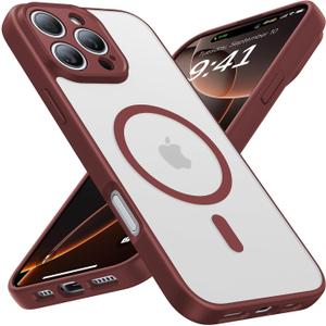 Magnetic for iPhone 16 Pro Max Case [Full Camera Protection][Military-Grade Protection][Compatible with MagSafe] Shockproof Protective Slim Phone Case for iPhone 16 Pro Max, Claret